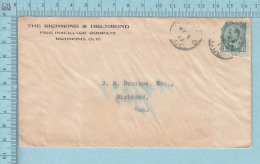 Canada - Commercial Envelope Air Mail, Over Shipt Print # 89, Cover Richmond 1910 - Briefe U. Dokumente