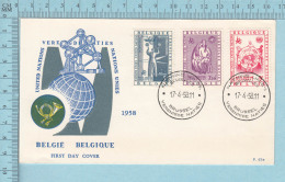 Belgie Belgique - FDC PPJ -  1958 United Nations, Nations Unies - 1951-1960