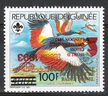 Guinea 1993, Bird, Scout, Overp. Red INVERTED, World Chess Championship London, Bangkok Philatelic Exibition, 1val - Errores En Los Sellos