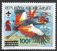 Guinea 1993, Bird, Scout, Overp. Red, World Chess Championship London, Bangkok Philatelic Exibition, 1val - Errores En Los Sellos