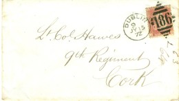 Great Britain 1872 Dublin Cover Royal Norfolk Regiment 9th Foot To  Lieutenant Colonel  Hawes - Cartas & Documentos