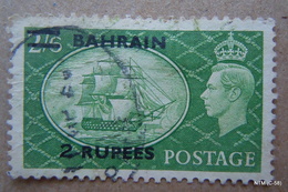 BAHARAIN 1948, 2 Rs. On 2s6d; King George VI. SG 59. Used. - Bahrain (...-1965)