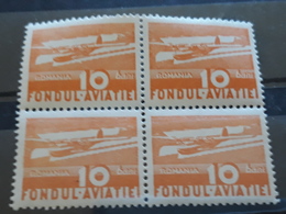 AIRPORT L ROMANIA 1936, BF X 4, 10 BANI  ORANGE , ``, Fondul Aviației`` - Ongebruikt