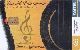 URUGUAY - Dia Del Patrimonio: Homenaje A L Ayestaran , TC 297a, 25 $ , Tirage 200.000, Used - Uruguay