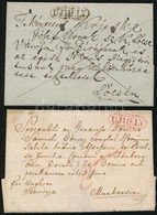 1837 2 Db Levél Fekete és Piros 'UJHELY' Bélyegzéssel / 2 Covers With Black And Red 'UJHELY' - Sonstige & Ohne Zuordnung