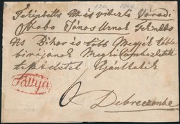 Ca 1840 Portós Levél / Cover With Postage Due, Piros / Red 'Tállya' - Debrecen - Sonstige & Ohne Zuordnung