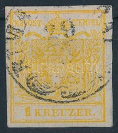 O 1850 1kr HP III. Kadmiumsárga, Lemezhibás Bélyeg / Cadmium, With Plate Variety 'RIMA(SZOM)BAT' Certificate: Steiner - Other & Unclassified