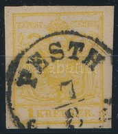 O 1850 1kr MP III. Kadmiumsárga / Cadmium 'PESTH' Certificate: Strakosch - Other & Unclassified