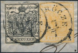 1850 1kr Narancs / Orange + 2kr Fekete / Black, Liliputi Vágás '(NAGY)RÖCZE' - Altri & Non Classificati