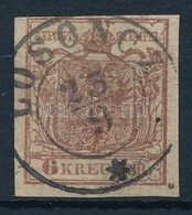 O 1850 6kr, Jobb Oldalon Vastag Keret / Plate Flaw 'LOSONCZ' - Altri & Non Classificati