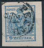 O 1850 9kr HP IIIa Sötétkék Finomnyomat, Vastag Kézi Papír, ívsarki / Dark Blue, Fine Print, Dick Paper, Corner Piece 'P - Altri & Non Classificati