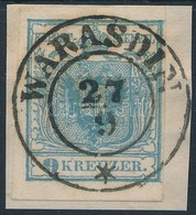 1850 9kr HP I. Szürkéskék / Grey Blue, Magistris 294 'WARASDIN' Certificate: Strakosch - Altri & Non Classificati