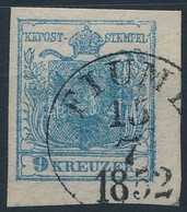 O 1850 9kr HP II. ívsarki, Kiemelt Középrész / Corner Piece, Highlighted Middle Part 'FIUME' Certificate: Ferchenbauer - Altri & Non Classificati