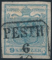 O 1850 9kr HP I. Számos Nagy Lemezhibával / With Plate Flaws 'PESTH' - Altri & Non Classificati