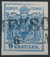 O 1850 9kr HP III Mély Sötétkék, Hiányzó Jobb Fels? Sarok / Deep Dark Blue, Missing Corner Right Above 'NEUSO(HL)' Certi - Altri & Non Classificati