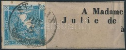 1851 Hírlapbélyeg III B. Típus Világoskék Címcédula Darabon / Newspaper Light Blue On Piece 'ST:IVAN' Certificate: Stein - Altri & Non Classificati