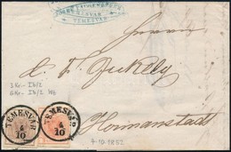 1852 3kr HP I + 6kr HP I Levélen / On Cover 'TEMESVÁR' - 'HERRMANNSTADT' - Altri & Non Classificati