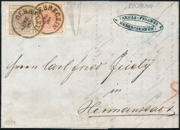 1855 3kr + 6kr MP Levélen (számla) / On Cover (incoice) 'DEBRECZIN' - 'HERRMANNSTADT' - Altri & Non Classificati