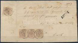 1855 3 X 6kr MP és 6kr Ajánlott Levélen / On Registered Cover 'VESZPRÉM' - Pesth - Altri & Non Classificati