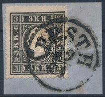 1858 3kr II. Fekete / Black 'PESTH' Signed: Ferchenbauer - Sonstige & Ohne Zuordnung