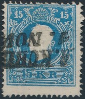 O 1858 15kr II. Kék, Szögfejbenyomattal / Blue, Nagelkopfprägung 'A.KUBIN' Certificate: Steiner - Sonstige & Ohne Zuordnung