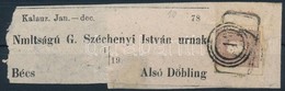 ~1858 Gróf Széchenyi Istvánnak Döblingbe Címzett (hiányos) Címszalag Lila Hírlapbélyeggel / Violet Newspaper Stamp On Wr - Other & Unclassified