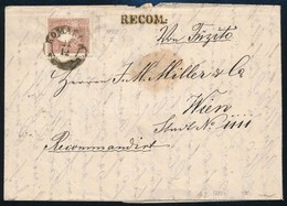 1858 10kr I. Ajánlott Levélen / On Registered Cover (a Hátoldali Bélyeg Hiányzik /stamp Missing From Backside) 'KOMÁROM' - Sonstige & Ohne Zuordnung