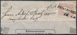 1858 Barnáslila II. Típusú Hírlapbélyeg Címszalag Darabon / Newspaper Stamp Type II Brownlilac On Piece 'NEMES-MIL(ITICS - Sonstige & Ohne Zuordnung