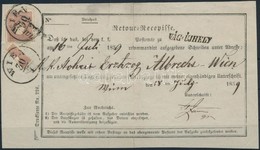 1859 Albrecht F?hercegnek 'VÁG-UJHELY'-en Bécsbe Feladott Küldemény Tértivevénye / Retour Recepisse Of A Letter Mailed T - Sonstige & Ohne Zuordnung