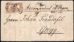 1859 2 X 10kr I. + A Hátoldalon Bontásnál Eltépett 2 X 5kr I. Ajánlott Levélen / 2 X 10kr I + 2 X 5kr (teared, On The Ba - Other & Unclassified