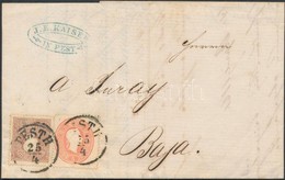 1861 1858 10kr + 1861 5kr Vegyes Bérmentesítés Levélen /  Mixed Franking On Cover 'PESTH' - 'BAJA' - Sonstige & Ohne Zuordnung