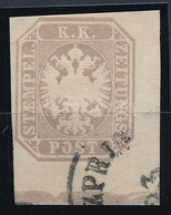 O 1863 Hírlapbélyeg Szürkésibolya, Alsó ívszéllel, A Bélyeg Szegélyléc Lenyomattal / Grey Violet Newspaper Stamp With Ma - Altri & Non Classificati