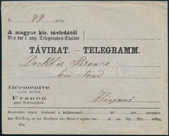 Ca. 1867 Távirat Boríték Kisjen?re Címezve / Telegramm Cover - Altri & Non Classificati