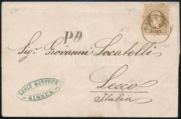 1869 15kr Levélen / On Cover 'SISSEK' - Lecco (Olaszország / Italy) - Altri & Non Classificati