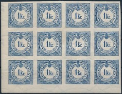 ** 1888 Hírlapilleték 1kr ívsarki 12-es Tömb / Newspaper Duty Stamp Mi V Corner Block Of 12 - Other & Unclassified