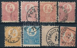 O 1871 K?nyomat összeállítás: 2kr, 4 X 5kr, 10kr, 25kr és Hírlapbélyeg / Mi 1, 4, 6 + 4 X Mi 3 + Newspaper Stamp - Sonstige & Ohne Zuordnung