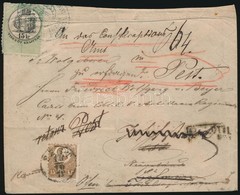 1871 K?nyomat 15kr Ajánlott Levélen, Többszörösen Után Küldve, 15kr Illetékbélyeggel / Mi 5 On Registered Cover 'PEST',  - Altri & Non Classificati