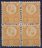 * 1871 Réznyomat 2kr Négyestömb, Halvány Falcnyomok / Mi 8 Block Of 4, Light Hinges - Altri & Non Classificati