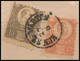 1871 Réznyomat 5kr és 15kr Kivágáson / Mi 10 + 12 On Cutting 'KUN SZ. MÁRTON' - Other & Unclassified