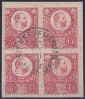 1871 Réznyomat 5kr Négyestömb / Mi 10 Block Of 4 'SZÉKESFEHÉRVÁR' - Sonstige & Ohne Zuordnung