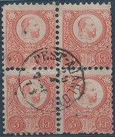 O 1871 Réznyomat 5kr Négyestömb / Mi 10 Block Of 4 'PEST-AJÁNLOTT' - Other & Unclassified