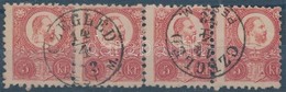 O 1871 Réznyomat 5kr Négyescsík / Mi 10 Stripe Of 4 'CZEGLÉD PEST M.' - Sonstige & Ohne Zuordnung