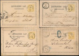 1871 4 Db 2kr Díjjegyes Futott Levelez?lap, II. Típus Sárga / 4 X 2kr PS-card, Type II. Yellow - Altri & Non Classificati