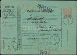 1874 5kr Postautalvány 5Ft-ról / 5kr PS-money Order 'PÁPA' - Budapest - Altri & Non Classificati