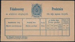 1874 5kr Használatlan Magyar-horvát Nyelv? Távírda Feladóvevény / 5kr Hungarian-Croatian PS-telegraph Sender's Receipt,  - Andere & Zonder Classificatie
