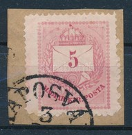 1874 Szélesre Fogazott Festékfoltos 5kr / Mi 17 With Shifted Perforation, Paint Spots '(K)APOSVÁ(R)' - Altri & Non Classificati