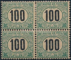 ** * 1903 Portó 100f Négyestömb Csillag Vízjellel, Egyik Bélyeg Lemezhibás / Postage Due 100f Block Of 4 With Star In Th - Altri & Non Classificati