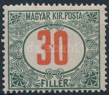 ** 1915 Pirosszámú Zöldportó 30f, Színes Pont Az értékszámban / Postage Due Mi 44, Small Paint Spot In Numeral - Sonstige & Ohne Zuordnung