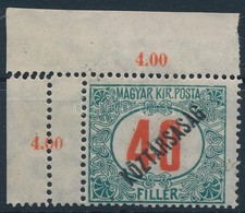** 1919 Köztársaság Portó ívsarki 40f Bal Oldalon Dupla Fogazással / Mi Postage Due 50 Corner Stamp With Double Perforat - Sonstige & Ohne Zuordnung