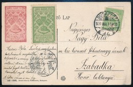 1909 Els? Magyarországi Bélyegkiállítás Futott Képeslapja 2 Db Levélzáróval / Postcard With 2 Labels - Sonstige & Ohne Zuordnung